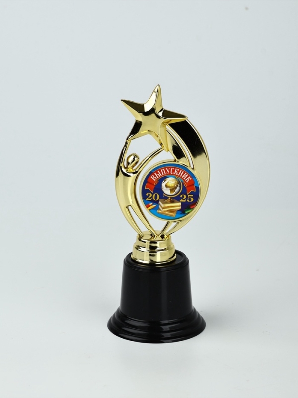 Фигура звезда на черной подставке на Выпускной "Выпускник 2025", 7 х 18,2 см