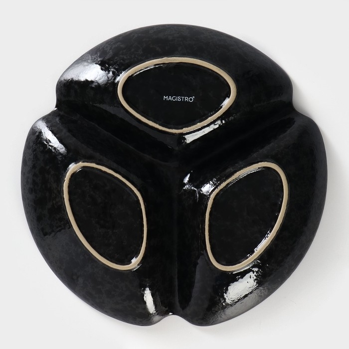 Менажница фарфоровая 3 ячейки Magistro &laquo;Ночной дождь&raquo;, 20,5&times;3 см, цвет чёрный