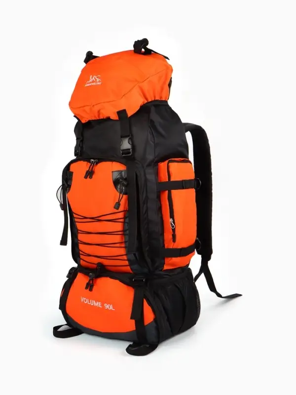Рюкзак тур 90л, 33*22*65, отдел на шнурке, 6 нар карманов, цвет оранжевый