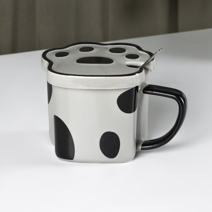 Кружка керамическая &laquo;Лапа тигра&raquo;, 350 мл, цвет серый