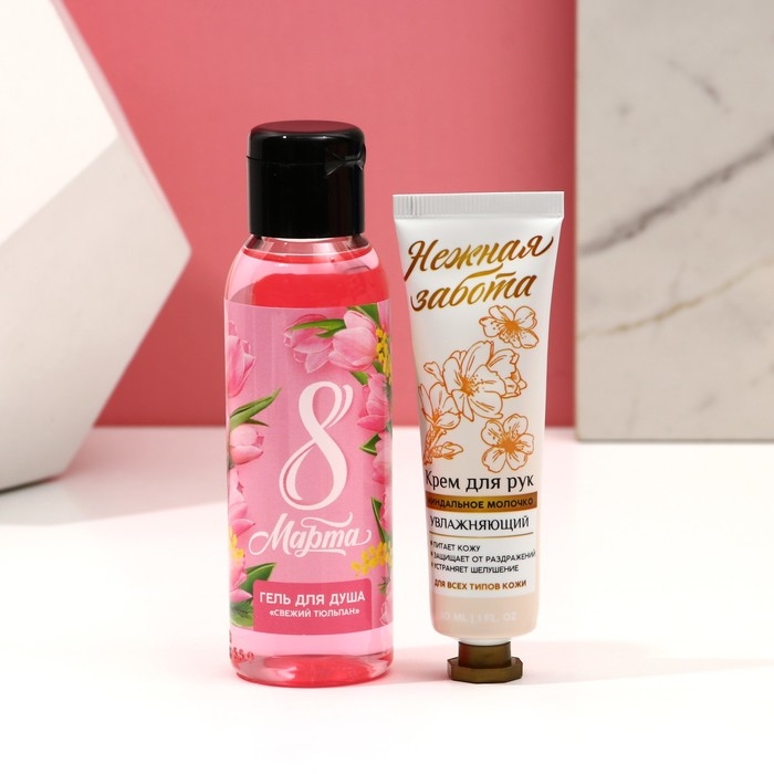 Подарочный набор косметики &laquo;Весны и красоты!&raquo;, гель для душа 100 мл и крем для рук 30 мл, ЧИСТОЕ СЧАСТЬЕ