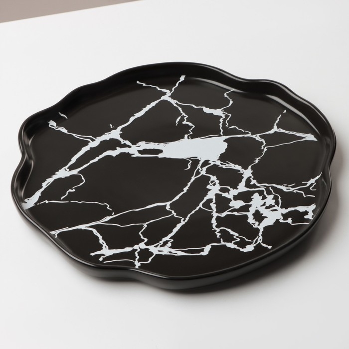 Тарелка керамическая &laquo;Черный мрамор&raquo;, 27 см, цвет чёрный