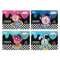 Альбом д/рис А4 48л на скобе Hatber "Смешарики"