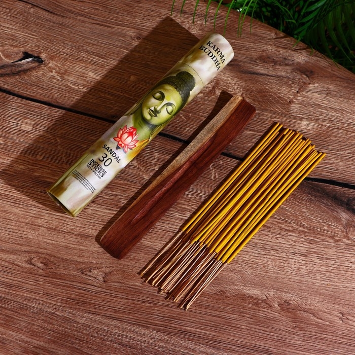 Благовония "KARMA BUDDHA" аромапалочки (набор 30 шт) с подставкой, сандал