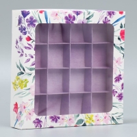 Коробка для конфет, кондитерская упаковка, 16 ячеек &laquo;От всего сердца&raquo;, 18.9 х 18.9 х 3.8 см