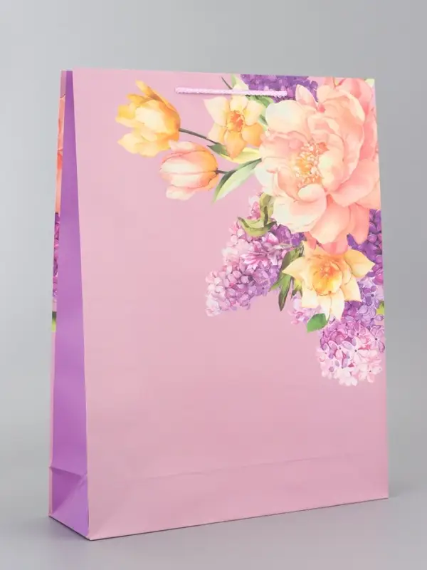 Пакет подарочный ламинированный, "Палитра лепестков" 33 х 42,5 х 10 см