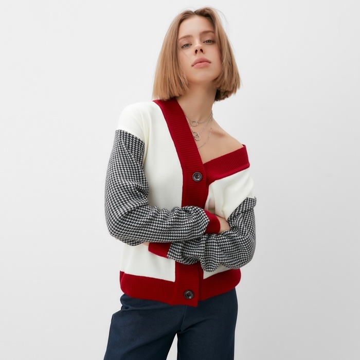 Кардиган на пуговицах женский MINAKU, экрю, размер 42