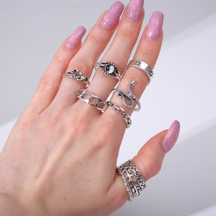 Набор колец 16 штук «Ассорти» астрономия, размер МИКС, цвет чернёное серебро Набор колец 16 штук «Ассорти» астрономия, размер МИКС, цвет чернёное серебро