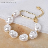 Браслет жемчуг &laquo;Барокко&raquo; с кругом, цвет белый в золоте, L=18 см