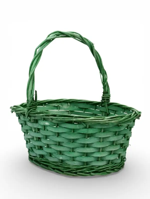 Корзина плетеная ива 28 х 20 х 11 см ручка 14 см, зеленый