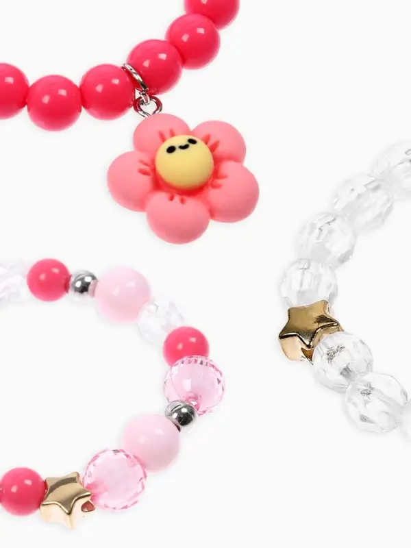 Набор браслетов детский Выбражулька &laquo;Цветок&raquo; 3 шт. d=6 см. бело-розовый