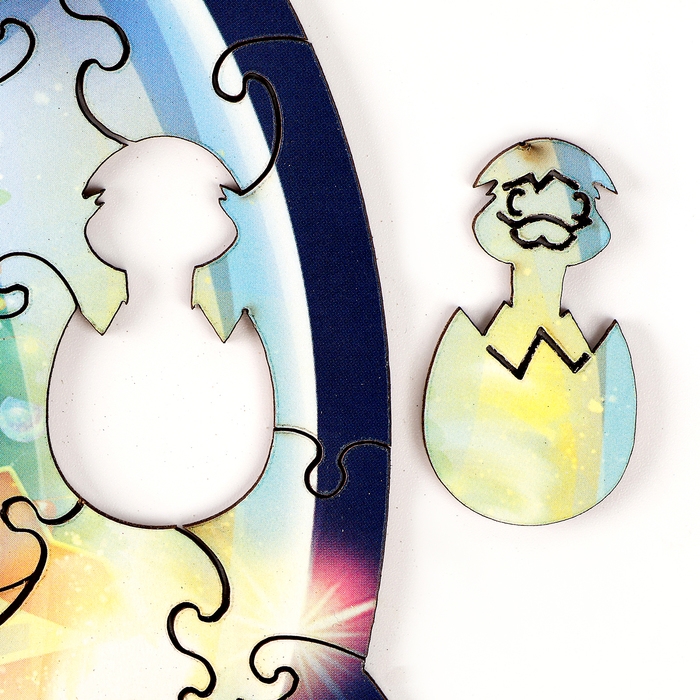 Пазлы фигурные деревянные на новый год &laquo;Змея на шаре. Новогодний экспресс&raquo;, 128 элементов, символ года 2025