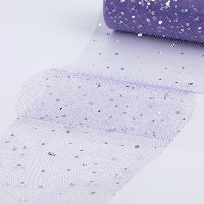 Фатин с блёстками, 15 см, 11 &plusmn; 1 г/кв.м, 23 &plusmn; 1 м, цвет сиреневый №25