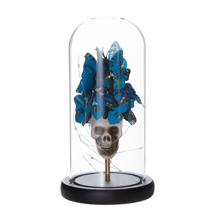 Ночник колба "бабочки и череп" LED от батареек 3хААА 11х11х22,5 см RISALUX