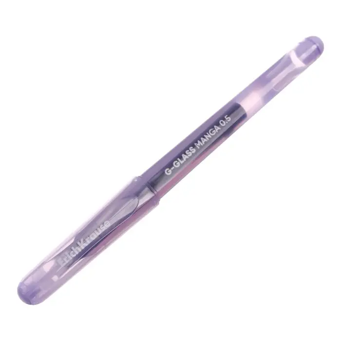 Ручка гелевая ErichKrause "G-Glass Stick Manga" черная, игольчатый узел 0.5 мм, увеличенный запас чернил, микс