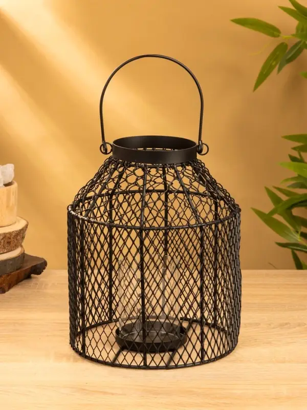 Подсвечник фонарь со стеклянной колбой 20х20х26 см, d 10 см, металл, цв. черный