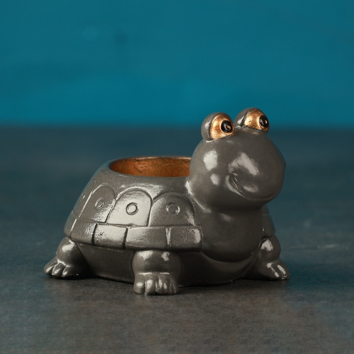 Подсвечник "Черепаха" серый, 8см