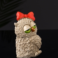 Набор фигур "4 совы на подносе" размер 20х10х10 см, бежевый