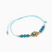 Браслет-оберег &laquo;Глазик&raquo; на нити, рука Хамса, цвет голубой в золоте