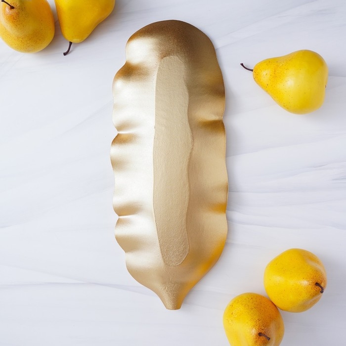 Блюдо для фруктов Доляна &laquo;Золотой лист&raquo;, 35&times;14 см, цвет золотой