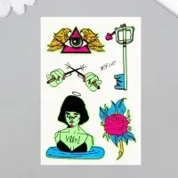 Переводные тату на тело светящиеся цветные &laquo;Тайны и конспирология&raquo;, 14.3&times;7.5 см