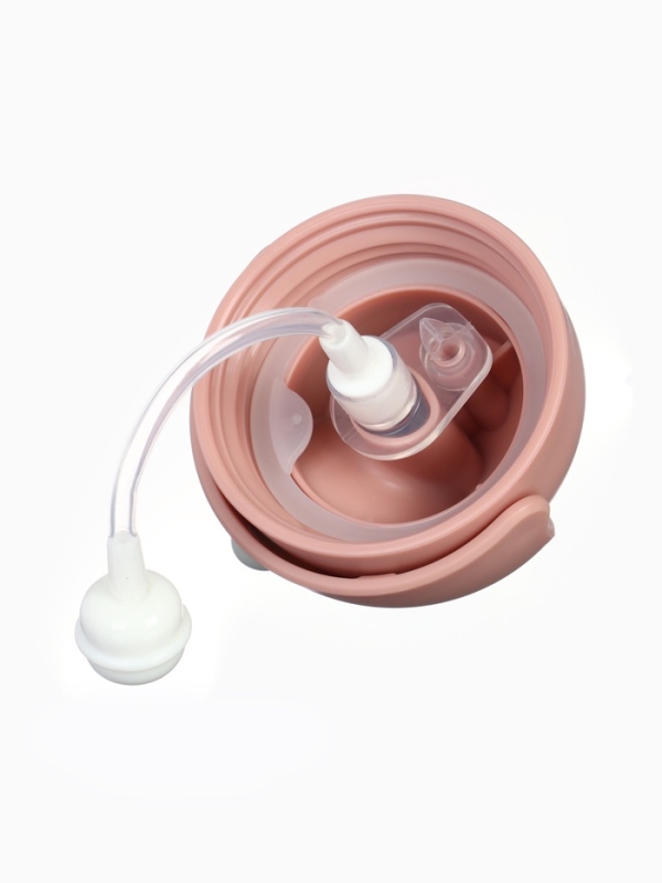 Поильник - непроливайка детский с силиконовой трубочкой &laquo;Фрукты&raquo;, 260 мл., с ручками, розовый