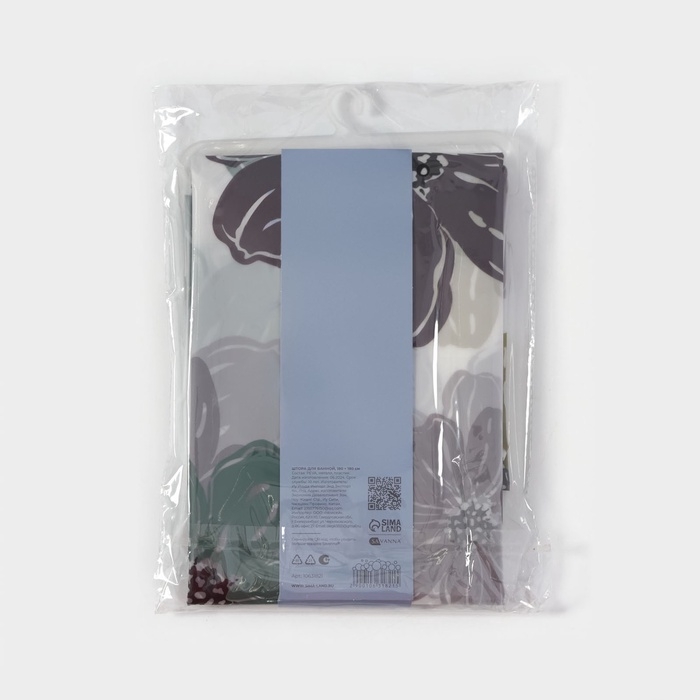 Штора для ванной &laquo;Цветы&raquo;, с люверсами, с утяжелителями, PEVA ароматизированная, 180&times;180 см