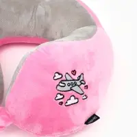 Подушка для путешествий бархатная формовая "Самолет", розовая