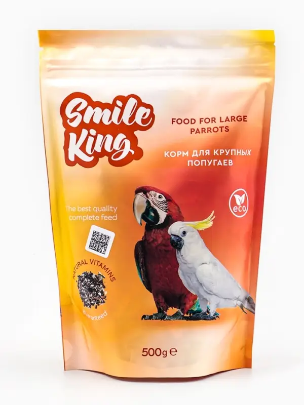 Smile King корм для крупного попугая, дой-пак пакет 500г.