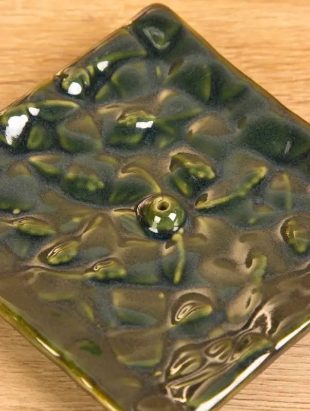 Подставка под благовония "Листва" керамика, цв. зелёный, 10х10х2 см