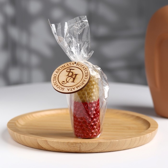 Свеча из вощины, медово-красная, 8 см