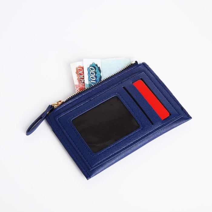 Картхолдер на молнии, цвет синий Картхолдер на молнии, цвет синий
