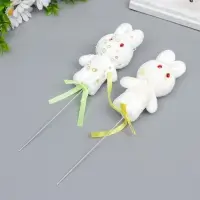 Набор топперов для украшения &laquo;Зайчата: посыпка, кружочки&raquo;, 2 шт., жёлтый, зелёный, 12 см