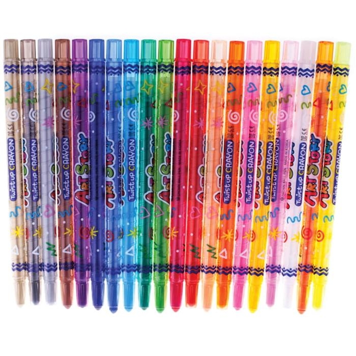 Мелки восковые 20 цветов Crown Art Story, выкручивающийся стержень, ПВХ, европодвес