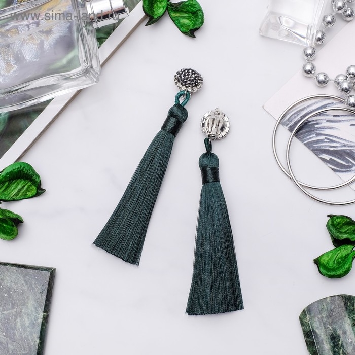 Клипсы &laquo;Кисти&raquo;, цвет изумрудный, L кисти 7 см