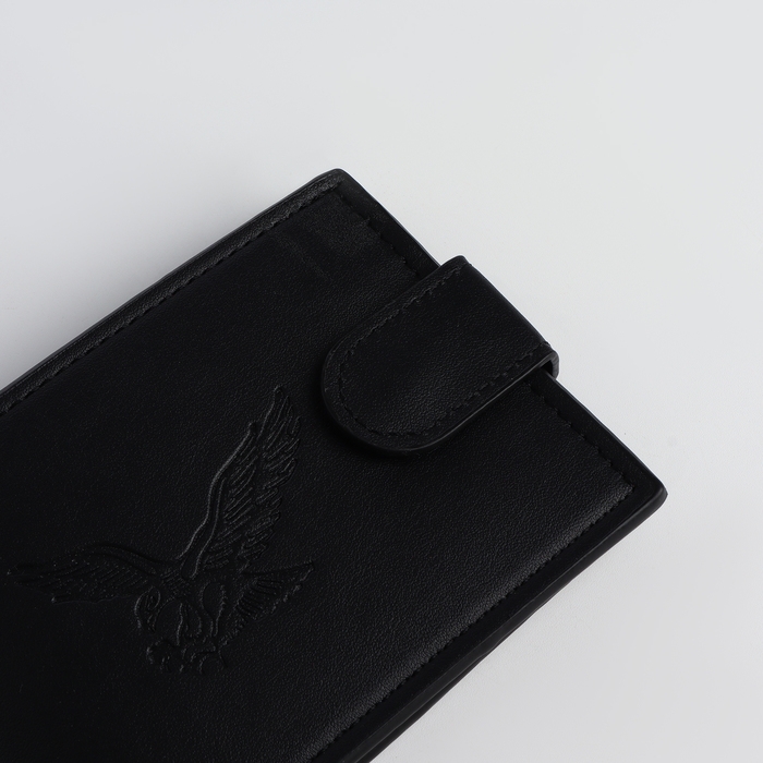 Портмоне мужское на кнопке, отдел для карт, монет, цвет чёрный Портмоне мужское на кнопке, отдел для карт, монет, цвет чёрный