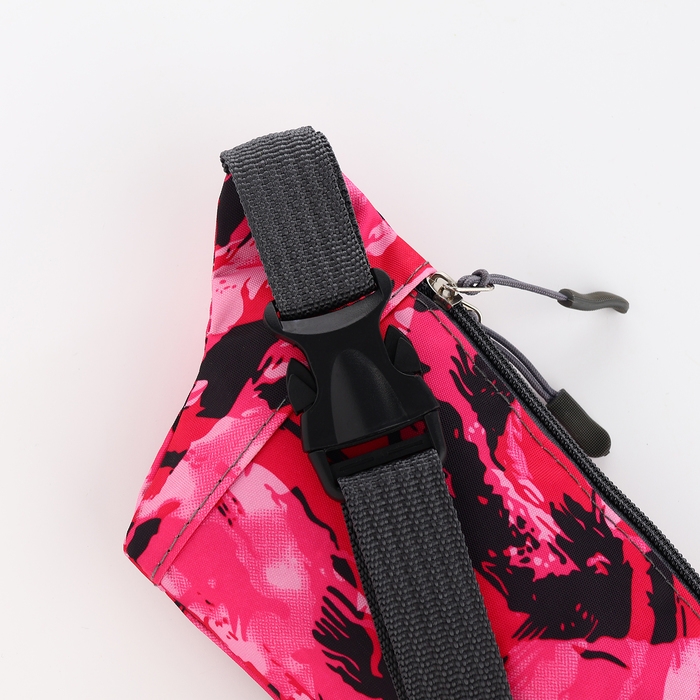 Поясная сумка на молнии, 2 наружных кармана, цвет розовый/камуфляж Поясная сумка на молнии, 2 наружных кармана, цвет розовый/камуфляж