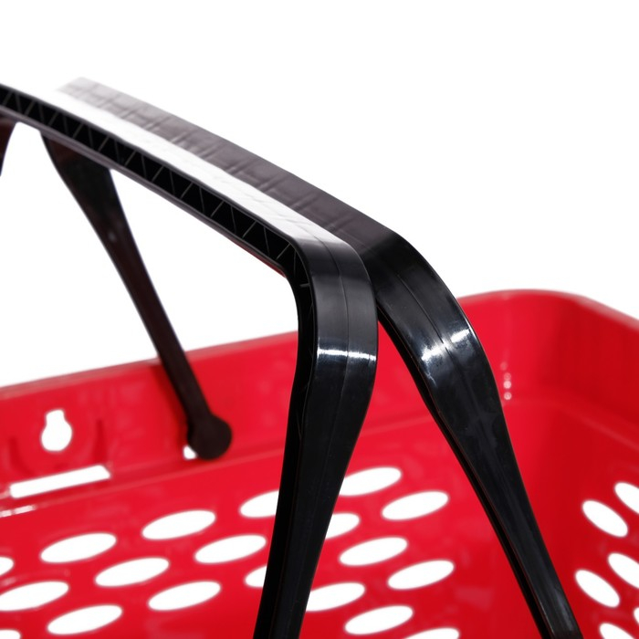 Корзина покупательская пластиковая, 20 л, 2 пластиковые ручки, цвет красный Корзина покупательская пластиковая, 20 л, 2 пластиковые ручки, цвет красный