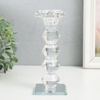 Подсвечник стекло на 1 свечу "Бефана с 4 подъемами" прозрачный d=2,2 и 3,5 см 6х6х18 см