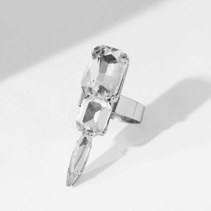 Кольцо &laquo;Ассорти&raquo; объёмный коготь, мини, цвет белый в серебре, безразмерное