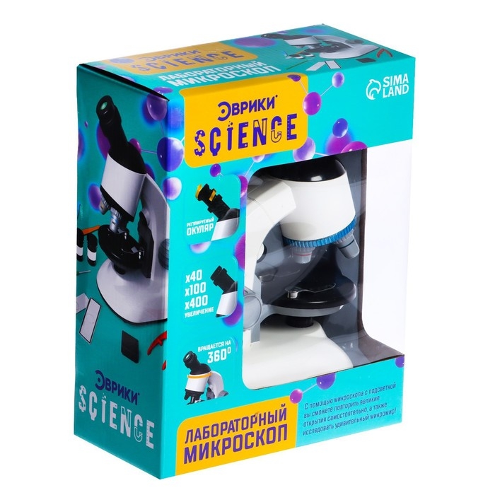 Игровой набор &laquo;Лабораторный микроскоп&raquo;, вращающийся объектив с подсветкой, увеличение x40, x100, x400