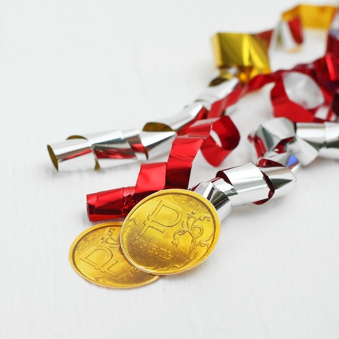 Хлопушка пневматическая «Денежная», фольга, серпантин, вложения, 30 см Хлопушка пневматическая «Денежная», фольга, серпантин, вложения, 30 см