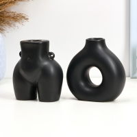 Набор подсвечников "Марта и Меланд" черный глянец, 2шт/5х10см/10х8см Набор подсвечников "Марта и Меланд" черный глянец, 2шт/5х10см/10х8см