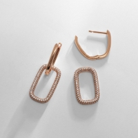 Серьги со стразами XUPING леди, цвет белый в розовом золоте Серьги со стразами XUPING леди, цвет белый в розовом золоте