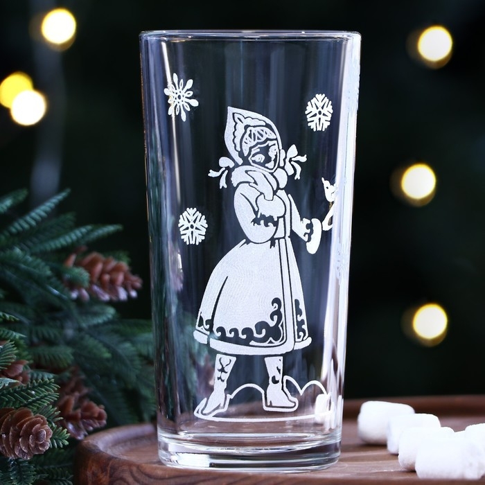 Новый год. Стакан стеклянный &laquo;Снегурочка&raquo;, 250 мл