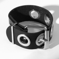 Браслет унисекс &laquo;Хардкор&raquo; ремешок, цвет чёрный в серебре