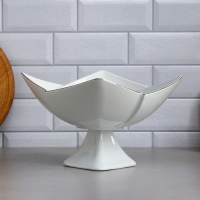 Салатник &laquo;Тюльпан&raquo;, с подставкой, 2 л, золотая обводка, фарфор, Иран