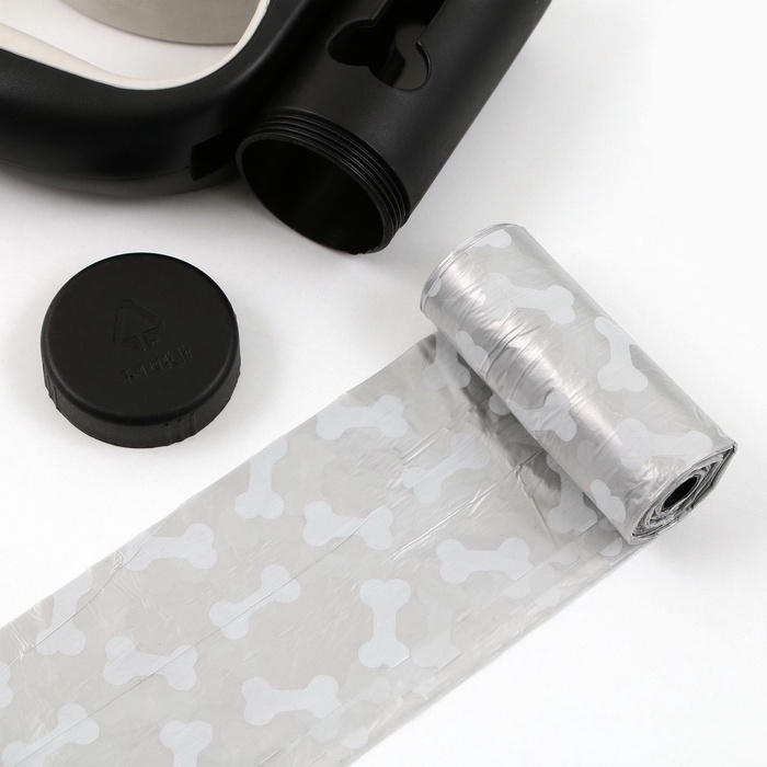 Рулетка &laquo;Косточка&raquo; с фонарем и отсеком для пакетов, 4,5 м, вес животного до 20 кг, черная