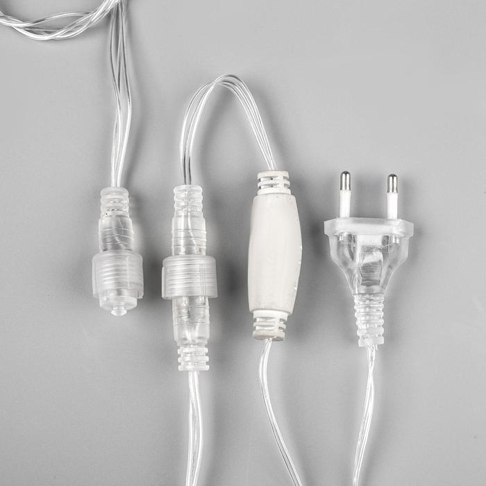 Гирлянда &laquo;Бахрома&raquo; 3 &times; 0.6 м, IP44, УМС, прозрачная нить, 160 LED, свечение красное, мерцание белым, 220 В