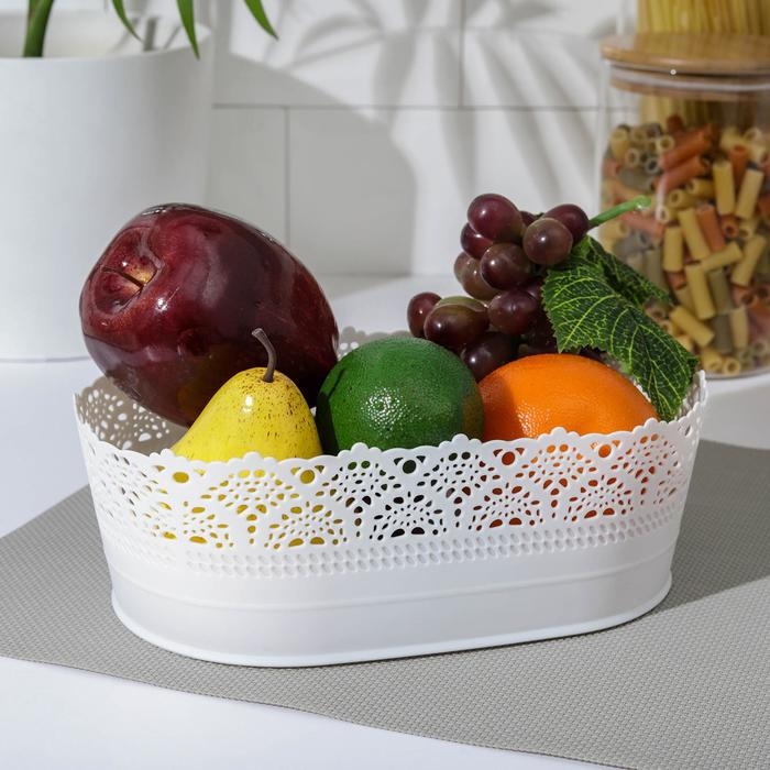 Ваза для хлеба и фруктов &laquo;Ажур&raquo;, 14&times;22&times;8 см, цвет белый